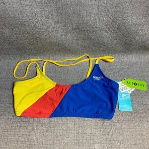 Speedo Women's Women's Color Blocked Tie Back Bikini Top. Sz Large